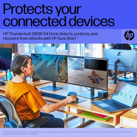 HP Thunderbolt Dock G4 - Docking station - USB-C  /  Thunderbolt 4 - HDMI, 2 x DP, Thunderbolt, USB-C - GigE, 2.5 GigE - 280 Watt - with combo cable - United Kingdom - 24