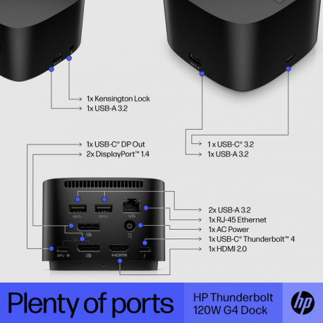 HP Thunderbolt Dock G4 - Docking station - HDMI, 2 x DP, Thunderbolt, USB-C - GigE, 2.5 GigE - 120 Watt - United Kingdom - 7
