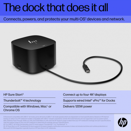 HP Thunderbolt Dock G4 - Docking station - HDMI, 2 x DP, Thunderbolt, USB-C - GigE, 2.5 GigE - 120 Watt - United Kingdom - 17