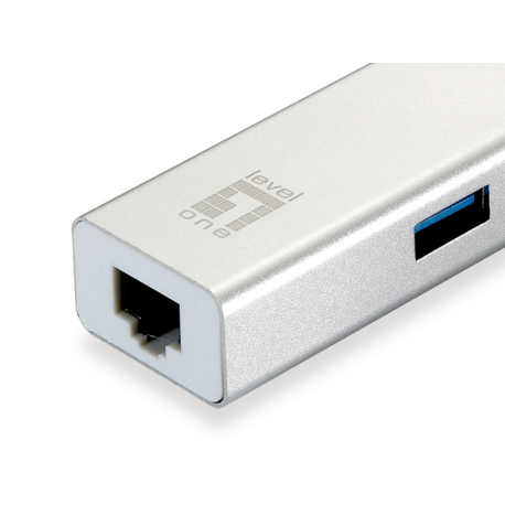 LevelOne USB-0503 - Hub - 3 x SuperSpeed USB 3.0 + 1 x 10 / 100 / 1000 - desktop - 3