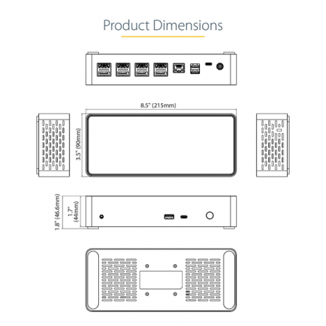 StarTech.com USB-C Dock, 4K 60Hz Quad Monitor DisplayPort & HDMI, Universal USB C Docking Station with 100W Power Delivery Charging, USB Hub w /  1x USB Type-C & 3x USB-A, Ethernet, Audio - Thunderbolt 3 Compatible (DK31C4DPPDUE) - Docking station - USB-C 3.2 Gen 2  /  Thunderbolt 3 - 4 x DP, 4 x HDMI - GigE - 6