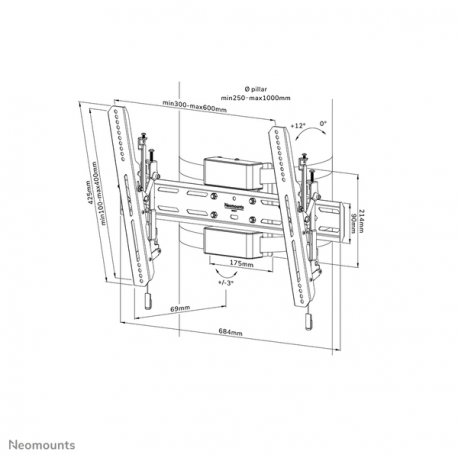Neomounts by Newstar Select WL35S-910BL16 - Mounting kit (mount) - for flat panel - lockable - black - screen size: 40"-75" - pillar - 10