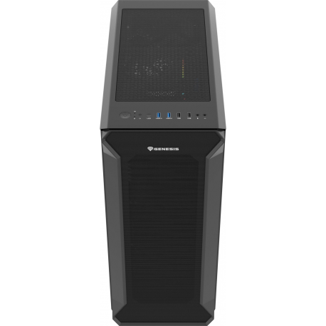 Genesis IRID 505F - Mid tower - ATX - windowed side panel (tempered glass) - no power supply (ATX) - black - USB/Audio - 3