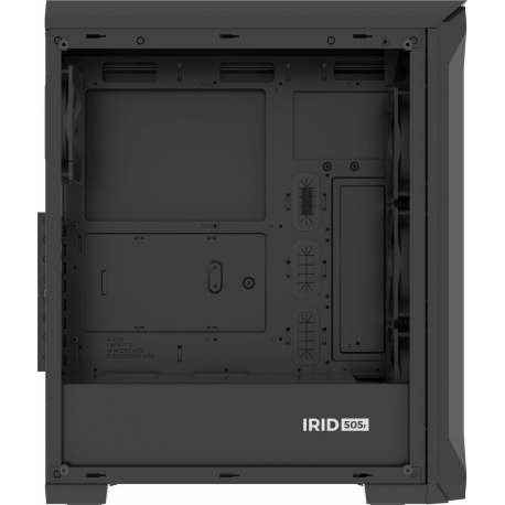 Genesis IRID 505F - Mid tower - ATX - windowed side panel (tempered glass) - no power supply (ATX) - black - USB/Audio - 4
