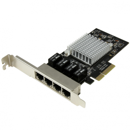 StarTech.com 4 Port PCIe Network Card - RJ45 Port - Intel i350 Chipset - Ethernet Server / Desktop Network Card - Dual Gigabit NIC Card (ST4000SPEXI) - Network adapter - PCIe x4 low profile - GigE - 1000Base-T - black - for P/N: BNDTB10GI, BNDTB210GSFP, BNDTB310GNDP, BNDTB410GSFP, BNDTB4M2E1, BNDTBUSB3142 - 0