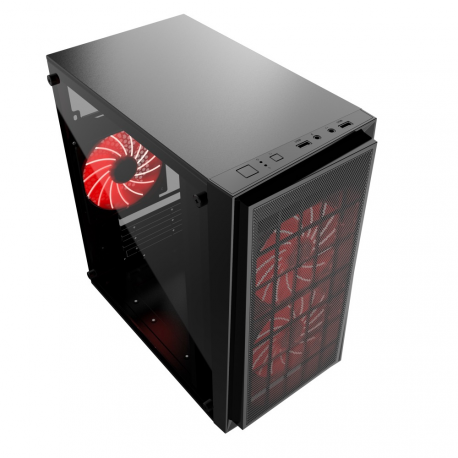 Gembird FORNAX-950R - Tower - micro ATX - windowed side panel - no power supply (ATX / PS/2) - black - USB/Audio - 1