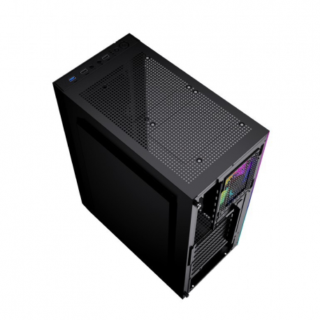 Gembird Fornax 2500 - Mid tower - ATX - windowed side panel (glass) - no power supply (ATX) - black - USB / Audio - 4