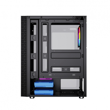 Gembird Fornax 2500 - Mid tower - ATX - windowed side panel (glass) - no power supply (ATX) - black - USB / Audio - 7