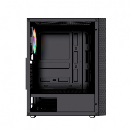Gembird Fornax 2500 - Mid tower - ATX - windowed side panel (glass) - no power supply (ATX) - black - USB / Audio - 8