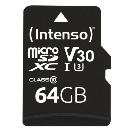 Intenso - Flash memory card (microSDXC to SD adapter included) - 64 GB - UHS Class 1  /  Class10 - microSDXC UHS-I - 0