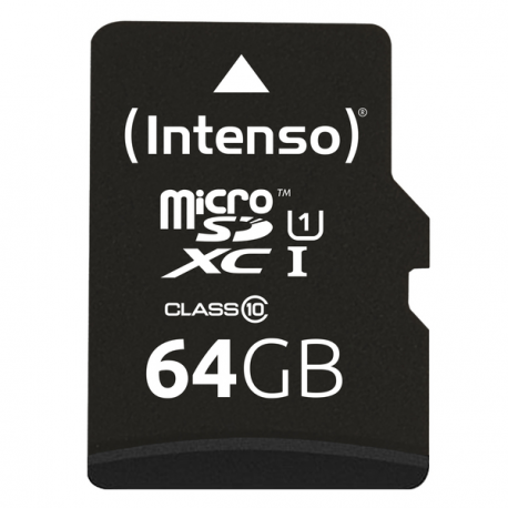 Intenso - Flash memory card (microSDXC to SD adapter included) - 64 GB - UHS Class 1  /  Class10 - microSDXC UHS-I - 2