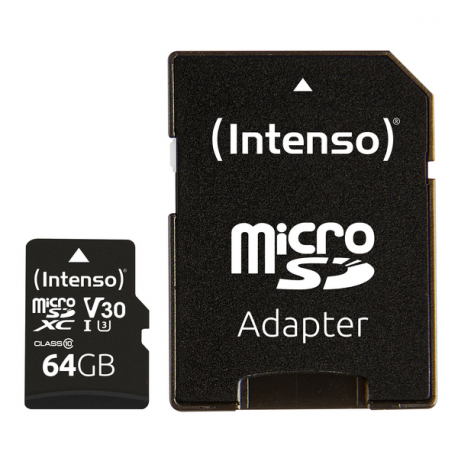 Intenso - Flash memory card (microSDXC to SD adapter included) - 64 GB - UHS Class 1  /  Class10 - microSDXC UHS-I - 6