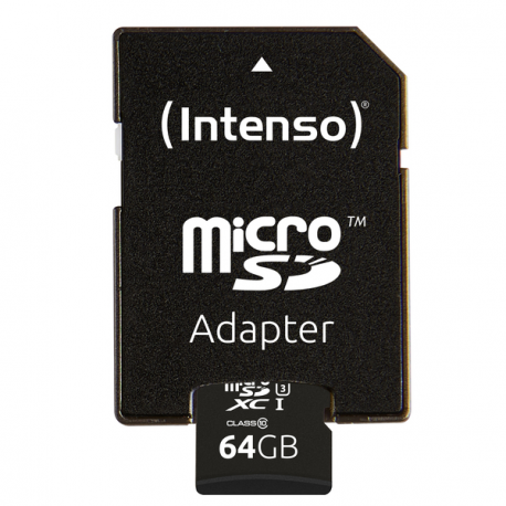 Intenso - Flash memory card (microSDXC to SD adapter included) - 64 GB - UHS Class 1  /  Class10 - microSDXC UHS-I - 8