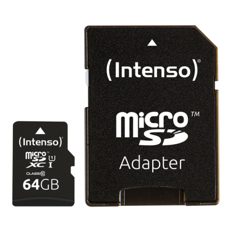 Intenso - Flash memory card (microSDXC to SD adapter included) - 64 GB - UHS Class 1  /  Class10 - microSDXC UHS-I - 10