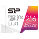 SILICON POWER Elite - Flash memory card (microSDXC to SD adapter included) - 256 GB - A1 / Video Class V10 / UHS-I U1 / Class10 - microSDXC UHS-I