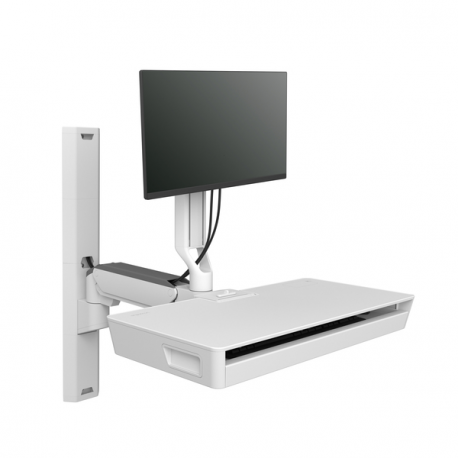 Ergotron CareFit Combo System with Worksurface - Mounting kit (articulating arm, wall track 34", wall mount base, pull-out keyboard tray with integrated worksurface, track mount adapter, wall track covers, track mount bracket) - modular - for LCD display  /  keyboard - plastic, aluminium - white - screen size: up to 27" - wall-mountable - 0