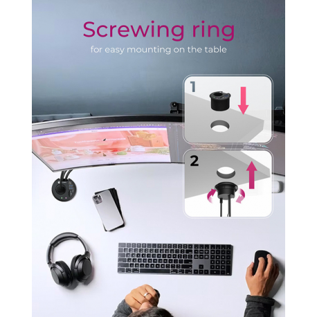 ICY BOX IB-HUB1430-CR - Hub - in-desk - 2 x SuperSpeed USB 3.0 + 1 x USB-C - 6