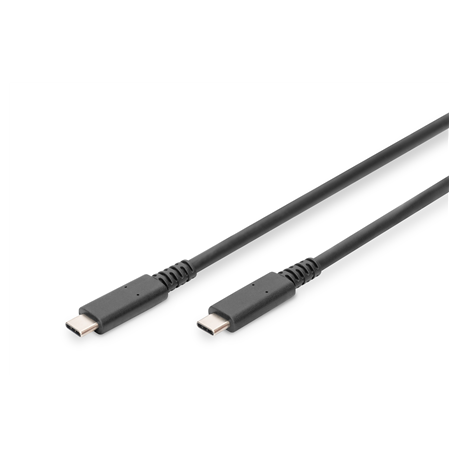 DIGITUS - USB cable - 24 pin USB-C (M) to 24 pin USB-C (M) - Thunderbolt 3 / USB 2.0 / USB 3.0 / USB 3.1 - 80 cm - USB Power Delivery (100W), 8K30Hz (7680 x 4320) support, 4K60Hz (3840 x 2160) support (DP), 5K60Hz (5120 x 2880) support - black - 0
