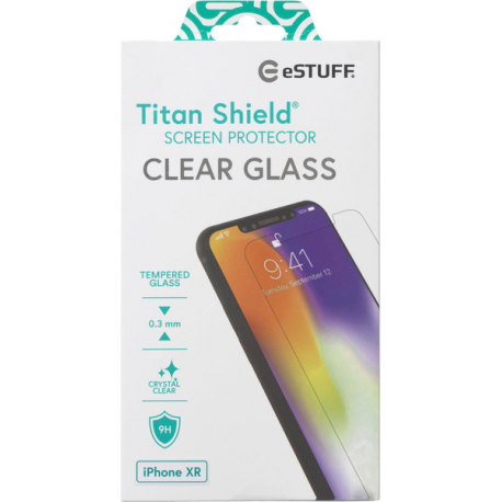 eSTUFF Titan Shield - Screen protector for mobile phone - glass - Crystal Clear - for Apple iPhone XR - 1