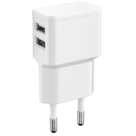 MicroConnect - Power adapter - 12 Watt - 2.4 A - 2 output connectors (2 x USB) - white - 0