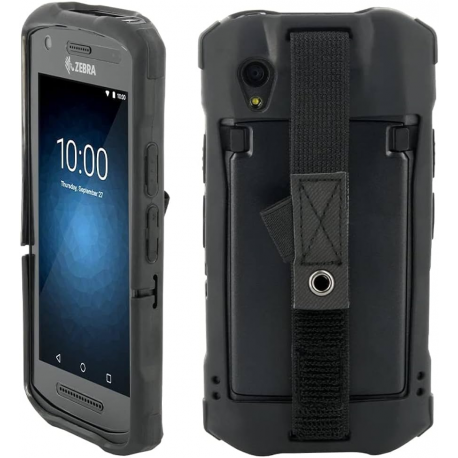 Mobilis PROTECH - Back cover for data collection terminal - rugged - hand strap - black - for Zebra TC53, TC58 - 1