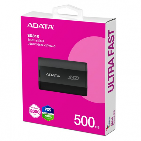 ADATA SD810 - SSD - 500 GB - external (portable) - USB 3.2 Gen 2 (USB-C connector) - black - 4