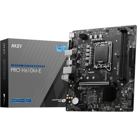 MSI PRO H610M-E - Motherboard - micro ATX - LGA1700 Socket - H610 Chipset - USB 3.2 Gen 1 - Gigabit LAN - onboard graphics (CPU required) - HD Audio (8-channel) - 0
