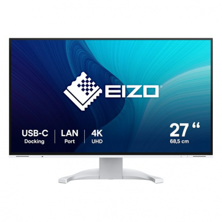 EIZO FlexScan EV2740X - With FlexStand - LED monitor - 27" - 3840 x 2160 4K - IPS - 350 cd / m² - 2000:1 - 5 ms - HDMI, DisplayPort, USB-C - speakers - white - 0