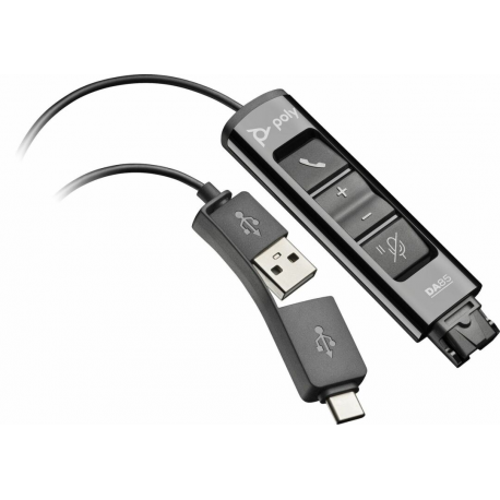 Poly DA85 - Headset cable - USB, 24 pin USB-C male to Quick Disconnect male - 1.3 m - for OMEN 40L by HP GT21-1026nd; Poly DA70, DA75, DA80, DA85-M - 0