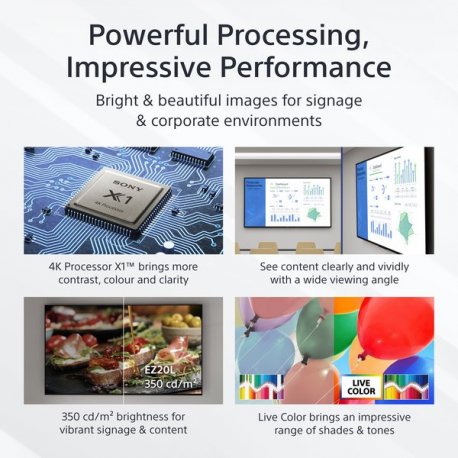 Sony Bravia Professional Displays FW-55EZ20L - 55" Diagonal Class EZ20L Series LED-backlit LCD display - digital signage - Android TV - 4K UHD (2160p) 3840 x 2160 - HDR - Direct LED - jet black - 17