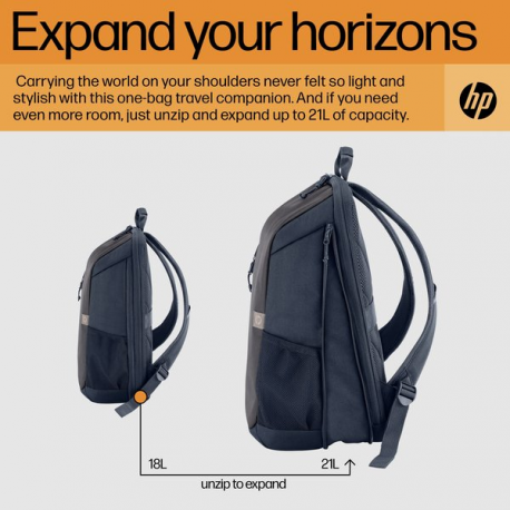 HP Travel - Notebook carrying backpack - up to 15.6" - iron grey - for Victus by HP Laptop 15; Pavilion x360 Laptop - 13