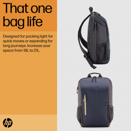 HP Travel - Notebook carrying backpack - 18L - 15.6" - iron grey, forged iron - for Victus by HP Laptop 15; Laptop 15, 15s; Pavilion x360 Laptop - 16