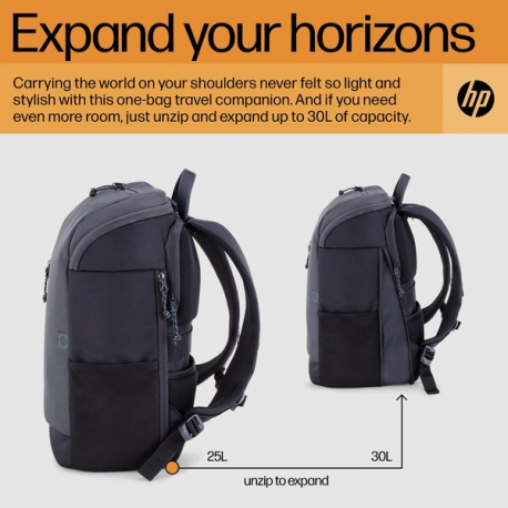 HP Travel - Notebook carrying backpack - up to 15.6" - iron grey - for Victus by HP Laptop 15; Laptop 15s; Pavilion x360 Laptop; Pro x360 - 15