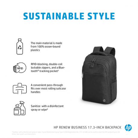 HP Renew Business - Notebook carrying backpack - 17.3" - for HP 470 G8; Pro c640 G2; ProBook x360; ZBook Power G8, Studio G8; ZBook Fury 15 G8 - 12