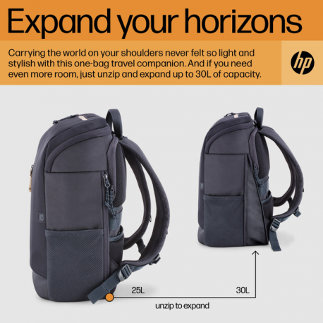 HP Travel - Notebook carrying backpack - up to 15.6" - forged iron - for Victus by HP Laptop 15; Laptop 15, 15s; Pavilion x360 Laptop - 12