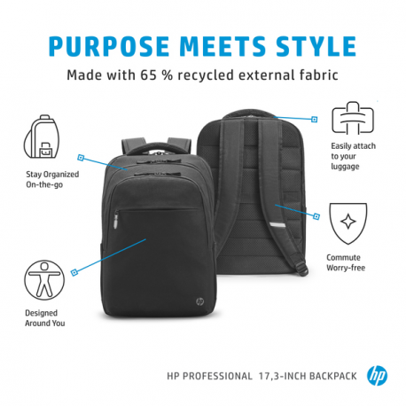 HP Professional - Notebook carrying backpack - 17.3" - atlantic blue internal lining - 6