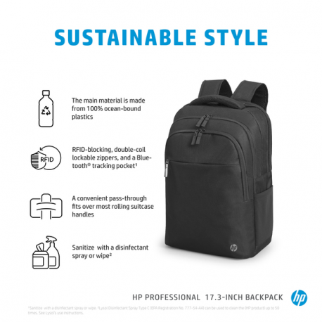 HP Professional - Notebook carrying backpack - 17.3" - atlantic blue internal lining - 17