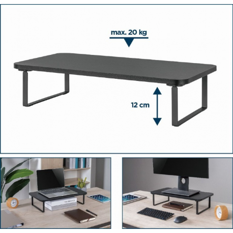 Gembird MS-TABLE-03 - Stand - rectangle - for monitor / notebook - plastic, particle board, steel - black - desktop - 9
