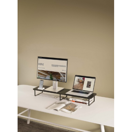 Gembird MS-TABLE2-01 - Stand - long rectangle - for 2 monitors / notebook - plastic, particle board, steel - black - desktop - 9