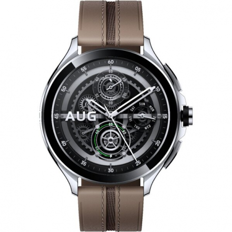 Xiaomi Watch 2 Pro - 46 mm - silver stainless steel - smart watch with strap - leather - brown - wrist size: 135-205 mm - display 1.43" - 32 GB - NFC, Wi-Fi, Bluetooth - 54.5 g - 1