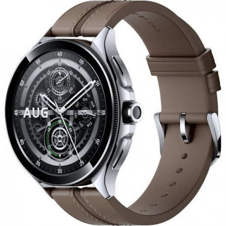 Xiaomi Watch 2 Pro - 46 mm - silver stainless steel - smart watch with strap - leather - brown - wrist size: 135-205 mm - display 1.43" - 32 GB - NFC, Wi-Fi, Bluetooth - 54.5 g - 2