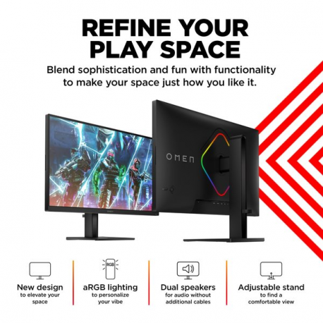 OMEN by HP 27qs - LED monitor - gaming - 27" - 2560 x 1440 QHD @ 240 Hz - IPS - 400 cd / m² - 1000:1 - 1 ms - 2xHDMI, DisplayPort - speakers - black - 12