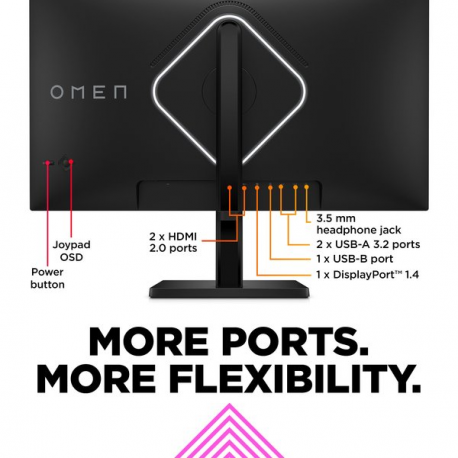 OMEN by HP 27qs - LED monitor - gaming - 27" - 2560 x 1440 QHD @ 240 Hz - IPS - 400 cd / m² - 1000:1 - 1 ms - 2xHDMI, DisplayPort - speakers - black - 17