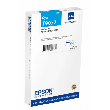 Epson T9072 - 69 ml - XXL size - cyan - original - box - ink cartridge - for WorkForce Pro WF-6090, WF-6590 - 1