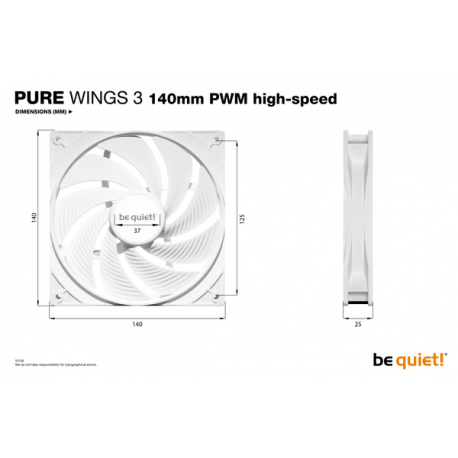 be quiet! Pure Wings 3 - Case fan - PWM high-speed - 140 mm - white - 5