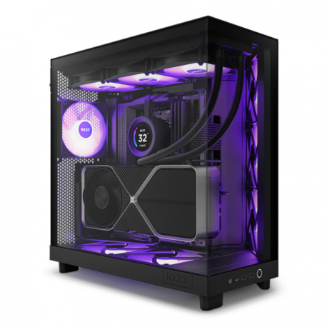 NZXT H series H6 Flow RGB - Mid tower - ATX - windowed side panel (tempered glass) - no power supply - matte black - USB/Audio - 0