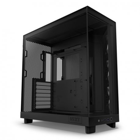 NZXT H series H6 Flow RGB - Mid tower - ATX - windowed side panel (tempered glass) - no power supply - matte black - USB/Audio - 1