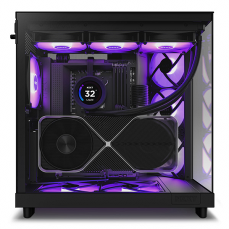 NZXT H series H6 Flow RGB - Mid tower - ATX - windowed side panel (tempered glass) - no power supply - matte black - USB/Audio - 21