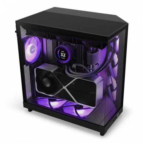 NZXT H series H6 Flow RGB - Mid tower - ATX - windowed side panel (tempered glass) - no power supply - matte black - USB/Audio - 27