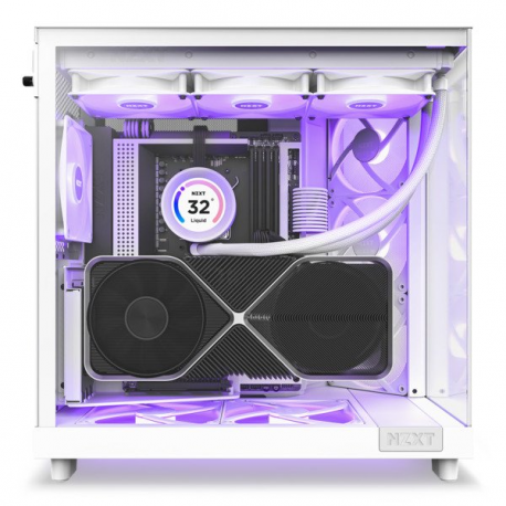 NZXT H series H6 Flow RGB - Mid tower - ATX - windowed side panel (tempered glass) - no power supply - matt white - USB/Audio - 26